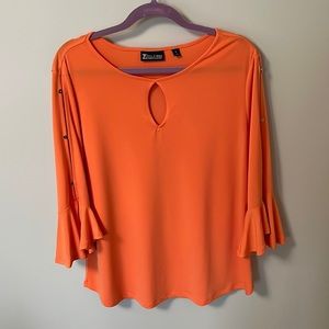7th Avenue Design Studio Orange Blouse with slit sleeves